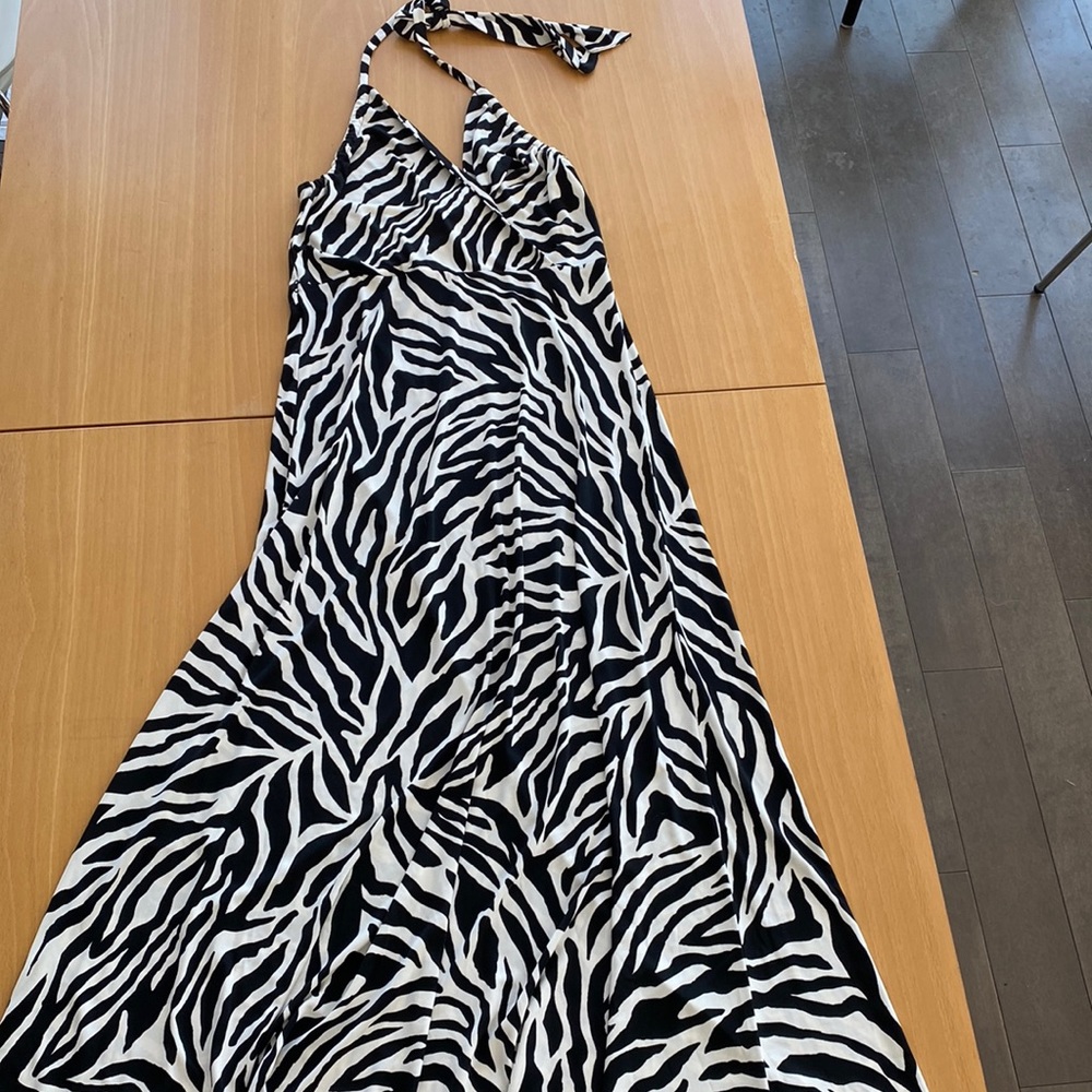 H&M zebra print halter maxi-dress.